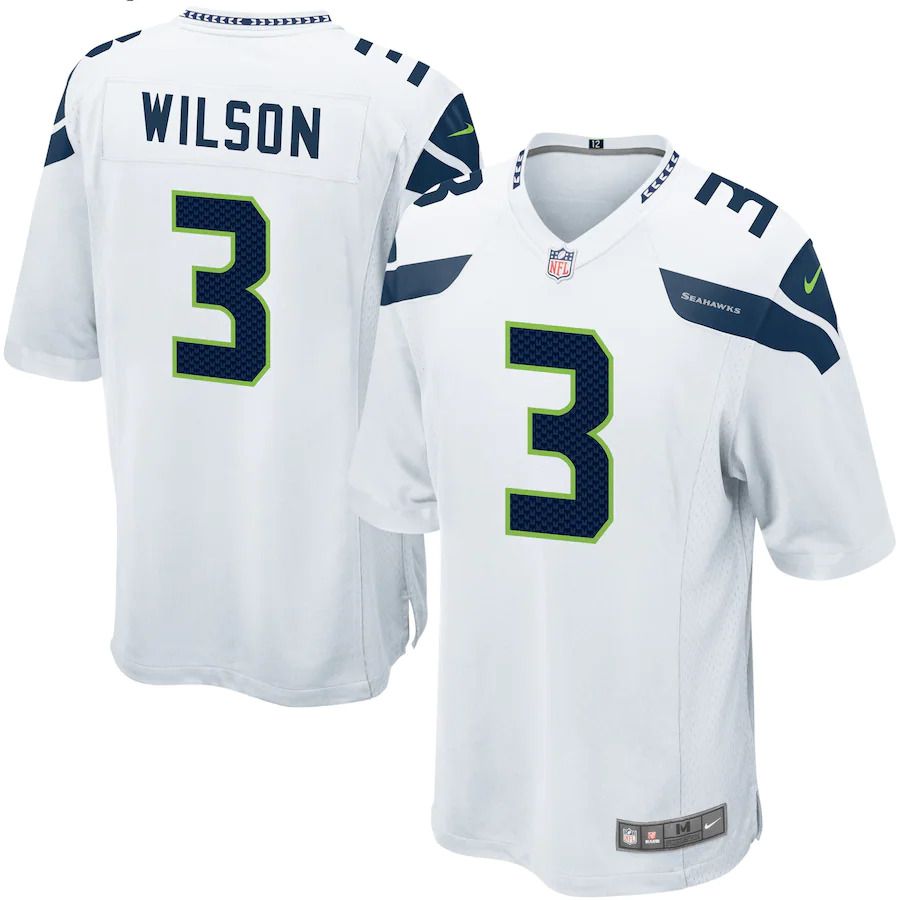Men Seattle Seahawks 3 Russell Wilson Nike White Game NFL Jersey